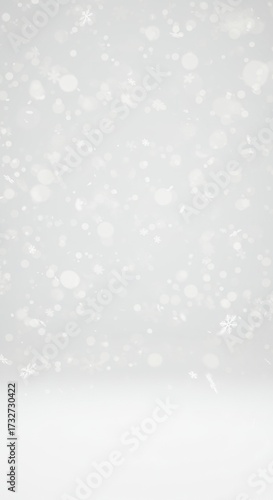 Soft white background with snowflakes and gentle snowfall effect  