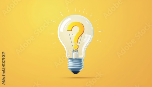 Illuminated Question: A vibrant, luminous question mark shines brightly within a classic light bulb, symbolizing curiosity, innovation, and the quest for knowledge, set against a sunny backdrop.