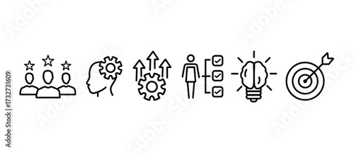 Competence banner web icon set. experience, behavior, performance, skills, knowledge, and goals png and vector illustration on transparent background