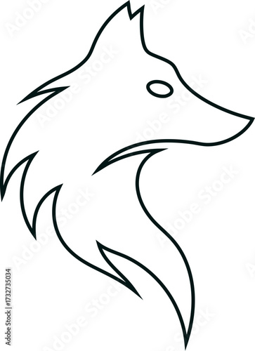 Wolf, dog, fox, jackal outline vector logo design, suitable for modern branding, outdoor lifestyle, and tattoo art.