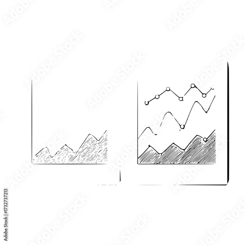 Two hand drawn graphs showing different trends with one graph having data points along the line
