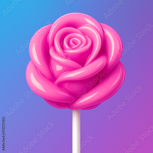Wallpaper Mural pink rose lollipop on a blue purple background Torontodigital.ca
