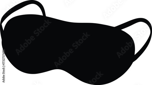 Curved Sleep Mask Vector Silhouette - Contoured Eye Mask Icon, Sleep Mask Vector Outline - Curved Design Silhouette Illustration.