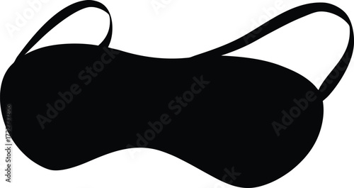 Curved Sleep Mask Vector Silhouette - Contoured Eye Mask Icon, Sleep Mask Vector Outline - Curved Design Silhouette Illustration.