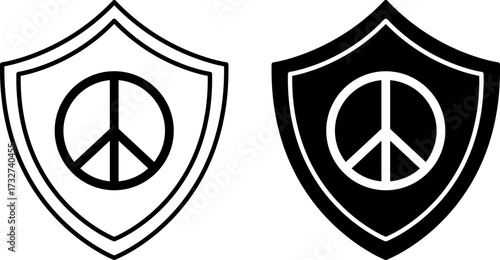 Peace and Security Icons. Black and White Vector Illustrations. International Symbol, Sign, Logo. World Refugee Concept