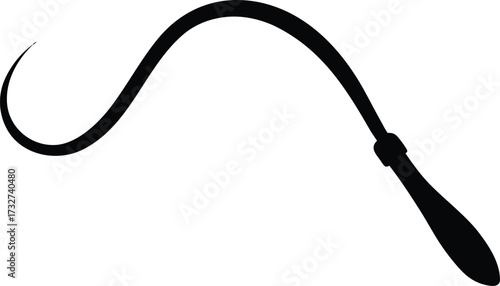 Whip Silhouette Vector, Black Whip Vector Icon, Whip Outline Vector Art