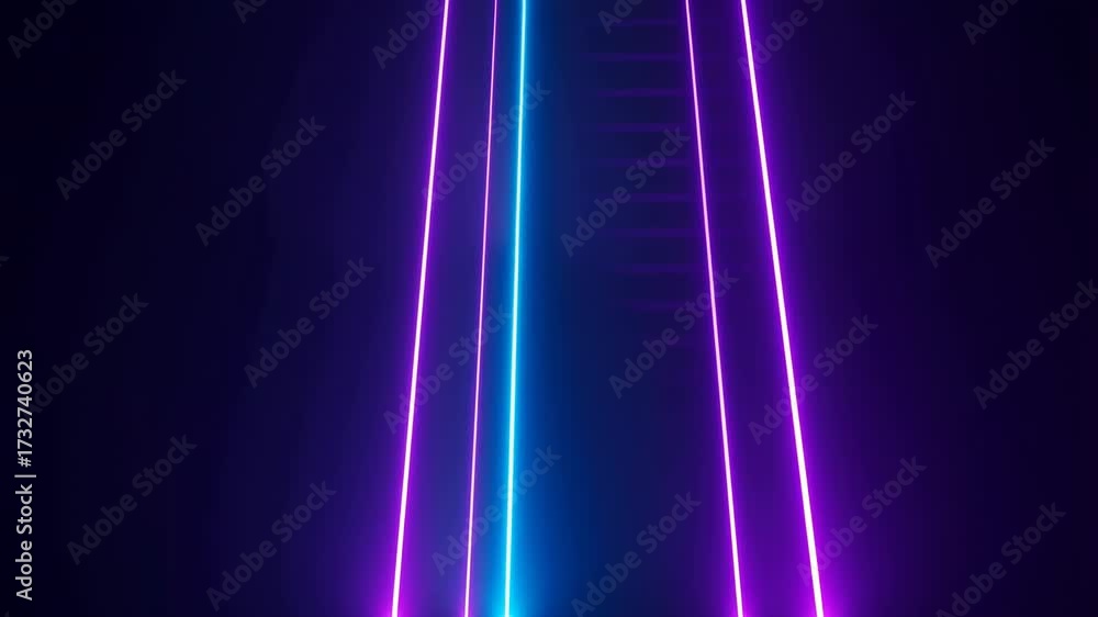 Raios de laser roxos e azuis de cima para baixo em fundo preto, vídeo