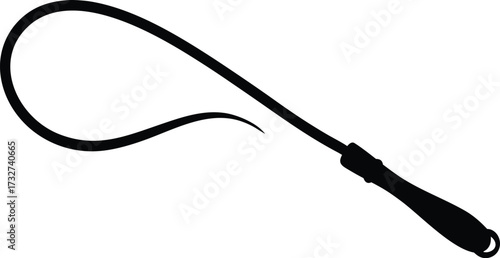 Whip Silhouette Vector, Black Whip Vector Icon, Whip Outline Vector Art