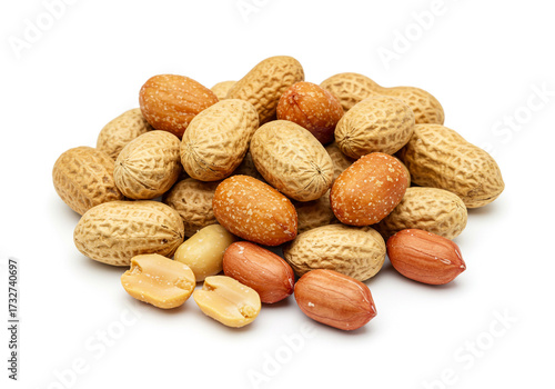 Wallpaper Mural Delicious, crunchy peanuts scattered on a clean white background, perfect for snacks and culinary inspiration Torontodigital.ca