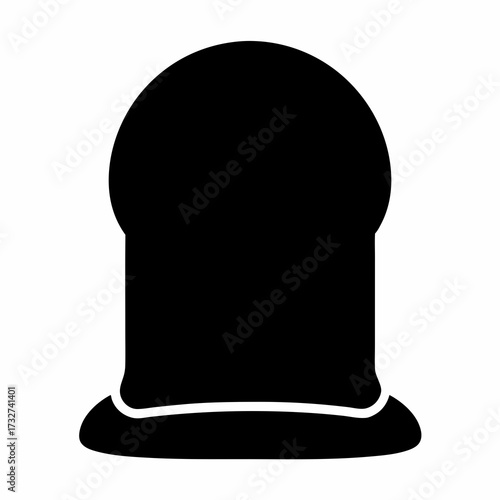 Stylized Black Tombstone or Monument Illustration on Clean White Background Image