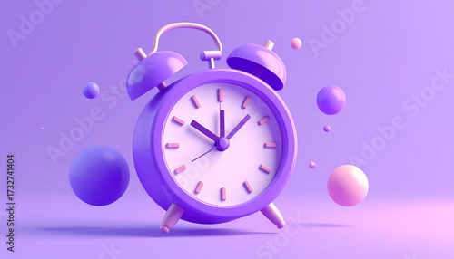 A 3d alarm clock icon with a purple watch
3
