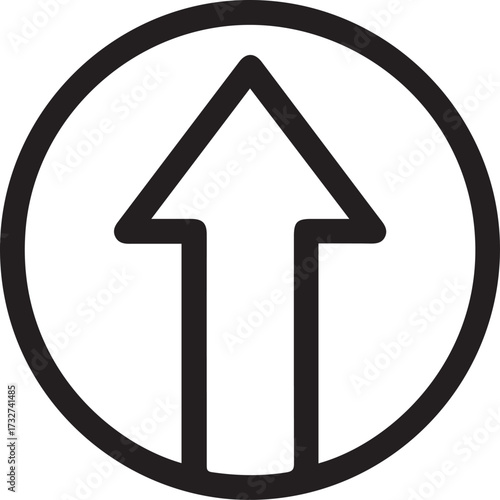Modern upward arrow icon within a circle symbolizing growth progress success and forward momentum for business and finance concepts