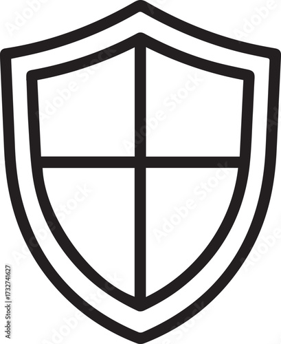 Modern shield icon symbolizing security, protection, and defense, perfect for digital safety and corporate branding applications.