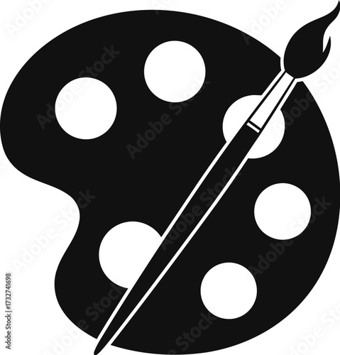 Artist's palette and brush is a symbol of yin and yang balance in art and design harmony