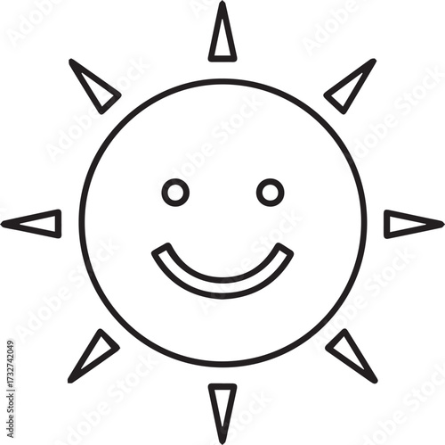 Radiant sunshine icon with a cheerful smiley face brings warmth and positivity to any design project, evoking bright, happy days and optimistic vibes.