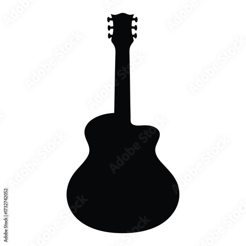 Acoustic guitar silhouette on a white background perfect for music posters
