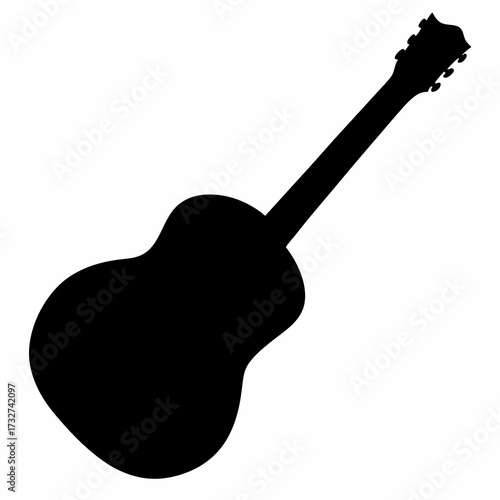 Acoustic guitar silhouette on a white background perfect for music posters