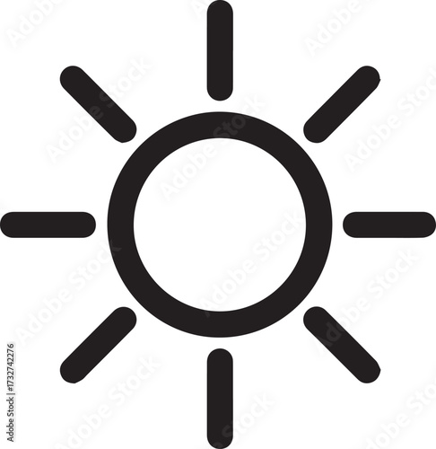 Bright, cheerful sun icon symbolizing warmth, energy, and optimism for positive weather or happy concepts.