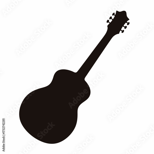 Acoustic guitar silhouette on a white background perfect for music posters