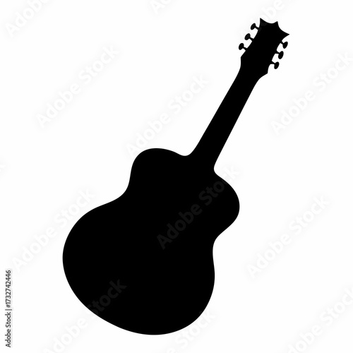 Acoustic guitar silhouette on a white background perfect for music posters