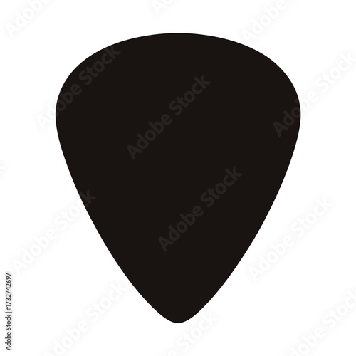 Black guitar pick silhouette on white background music equipment accessory design