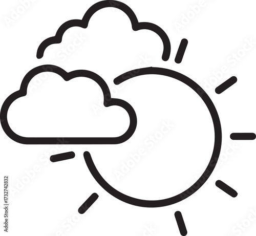 Charming sun and cloud icon representing pleasant weather, perfect for forecasts and environmental themes.