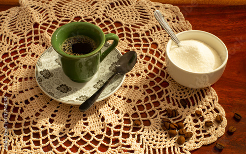 a cup of coffee on the table
