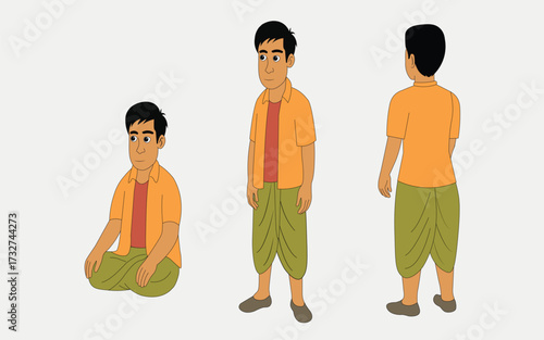 Indian village man cartoon character. moral stories for the best cartoon character vector