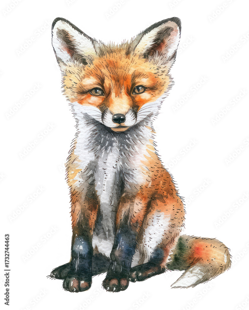 Obraz premium PNG Watercolor fox illustration art