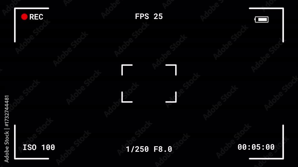 Phone Camera Hud Digital Camera HUD with Aperture and Timer on Black. Video recording ...