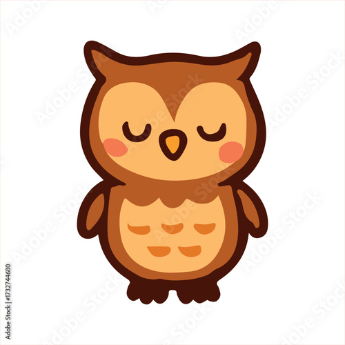 Cute funny cartoon owl vector illustration on a white background for children book design.