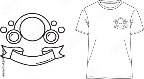 Custom T-Shirt Outline with Banner and Circles – Vector Style