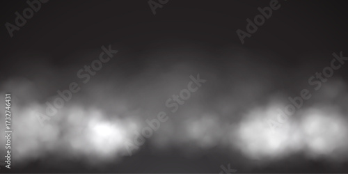 Smoke background with blurred white fog. Abstract dark mist effect with glowing soft edges and low contrast gradient. Mysterious atmospheric haze texture. Vector illustration.
