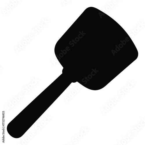 Silhouette of a Spatula Kitchen Tool Icon- Black silhouette icon of a kitchen spatula with handle, representing cooking utensil, kitchenware, food preparation, or culinary tools