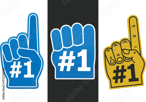 Number One Foam Finger Hand of Victory Vector Set