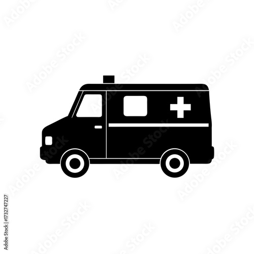 ambulance icon black silhouette vector illustration on transparent background