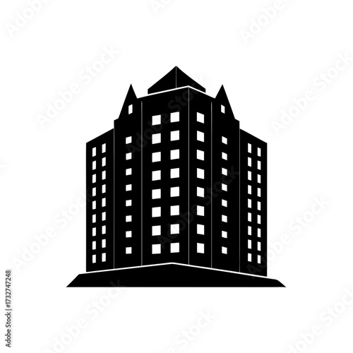 apartment block icon black silhouette vector illustration on transparent background
