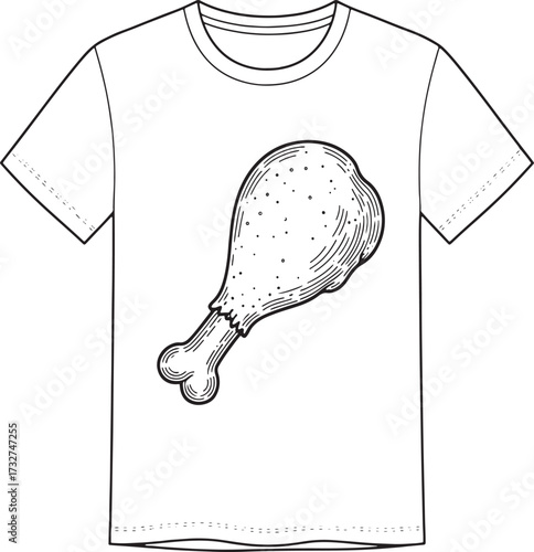 Humorous Chicken Drumstick Vector T-Shirt Design for Quirky Fashion Statements and Fun Casual Wear Apparel