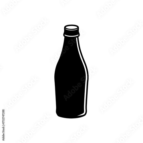 background cold drink bottle icon black silhouette vector illustration on transparent background