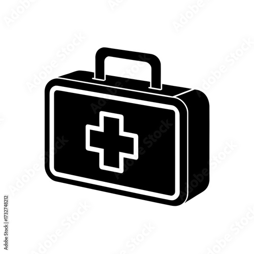 first aid kit icon black silhouette vector illustration on transparent background
