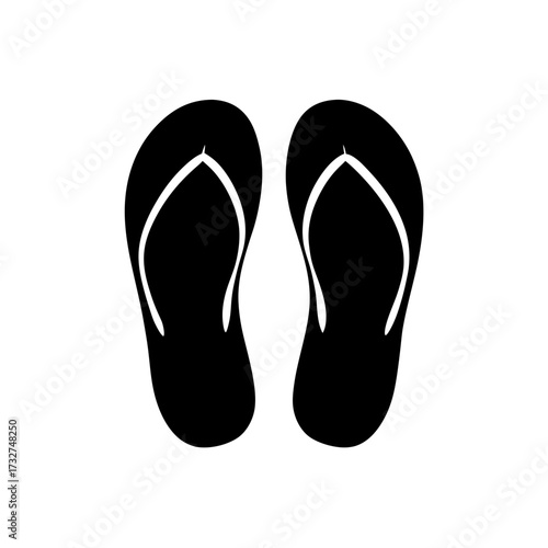 flip flops icon black silhouette vector illustration on transparent background