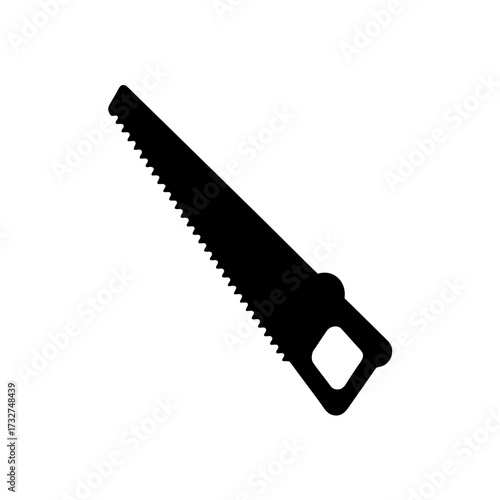hand saw icon black silhouette vector illustration on transparent background