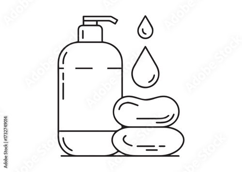 Liquid gel and soap line art vector