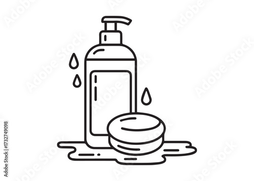 Liquid gel and soap line art vector