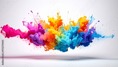 Explosion of vibrant colors creating a dynamic and abstract design on white.