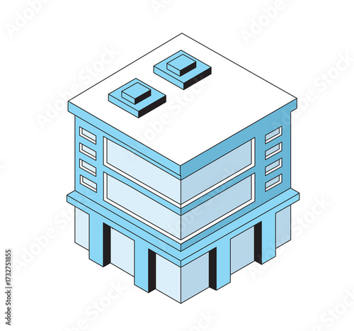 Isometric urban structure building street illustration