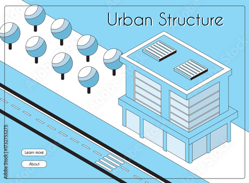 Isometric urban structure building street illustration