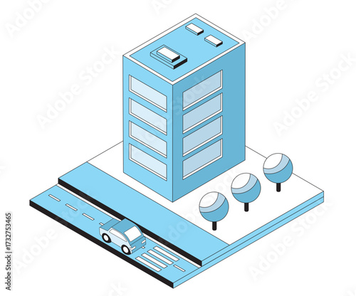 Isometric urban structure building street illustration