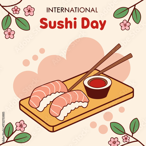 Celebrate International Sushi Day with Delicious Salmon Nigiri, Perfect for Food Blogs, Restaurant Menus, and Festive Social Media Posts