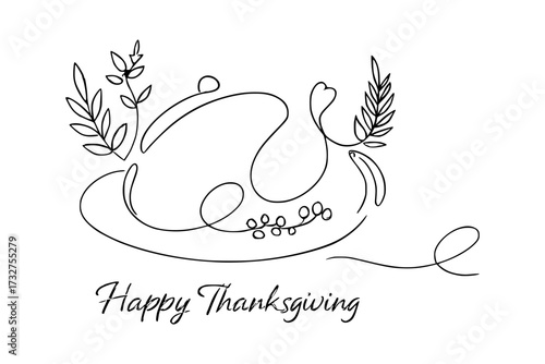 Celebrate autumn abundance with this minimalist elegant Thanksgiving turkey and festive foliage design